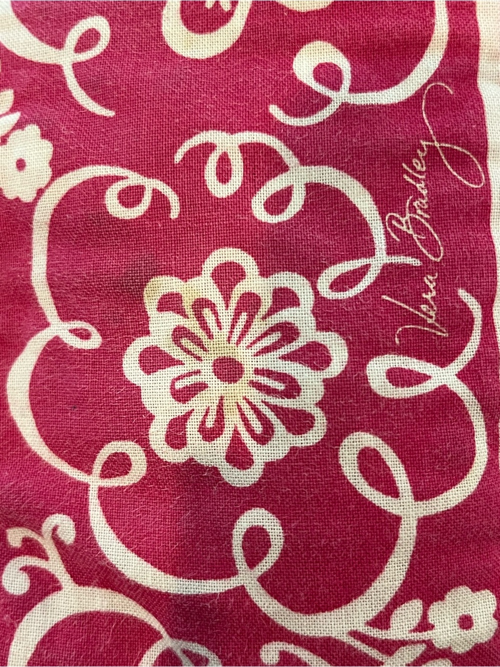Vera Bradley RETIRED Twirly Birds Pink White Quilted Travel Duffel Bag Medium - Picture 11 of 11
